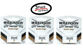 15 Blades (3 Pack) Wilkinson Sword Double Edge Stainless Steel Safe Razor Blades