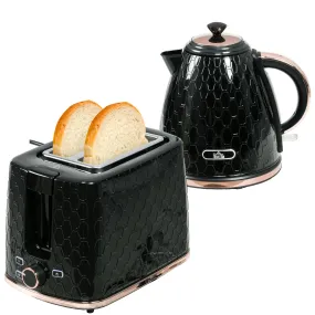 1.7L 3000W Fast Boil Kettle & 2 Slice Toaster Set, Kettle and Toaster Set with Auto Shut Off, Browning Controls, Black