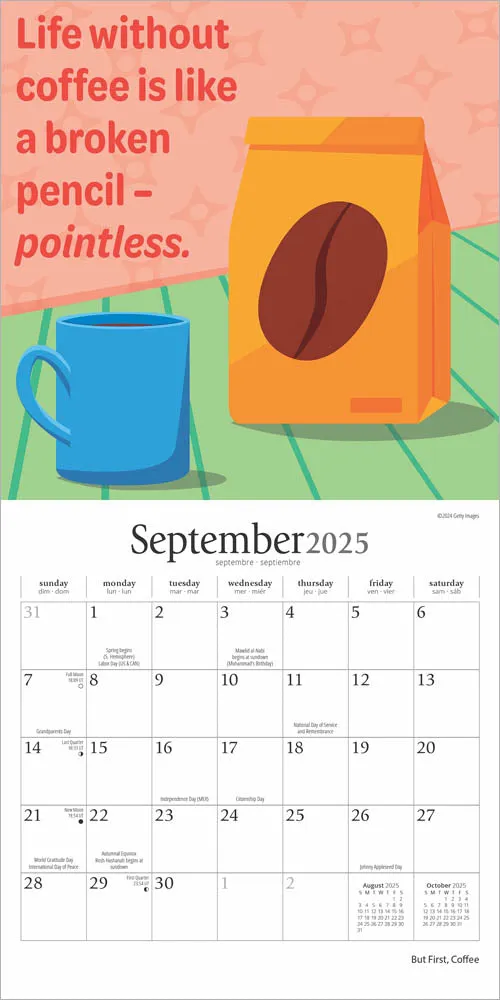 2025 But First Coffee: Brush Dance Mini Wall Calendar