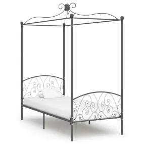 284480 vidaXL Canopy Bed Frame without Mattress Grey Metal 90x200 cm