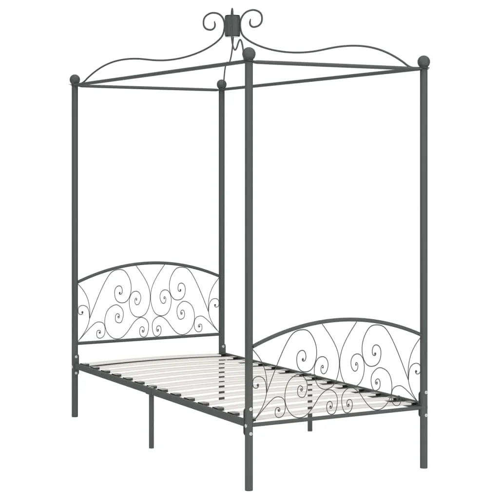 284480 vidaXL Canopy Bed Frame without Mattress Grey Metal 90x200 cm