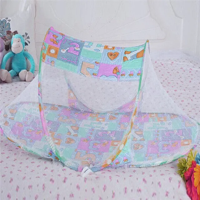 3 Colors Portable Baby Bed Crib Folding Mosquito Net Cushion Mattress Summer Baby Infants Mosquito Polyester Mesh Crib Netting