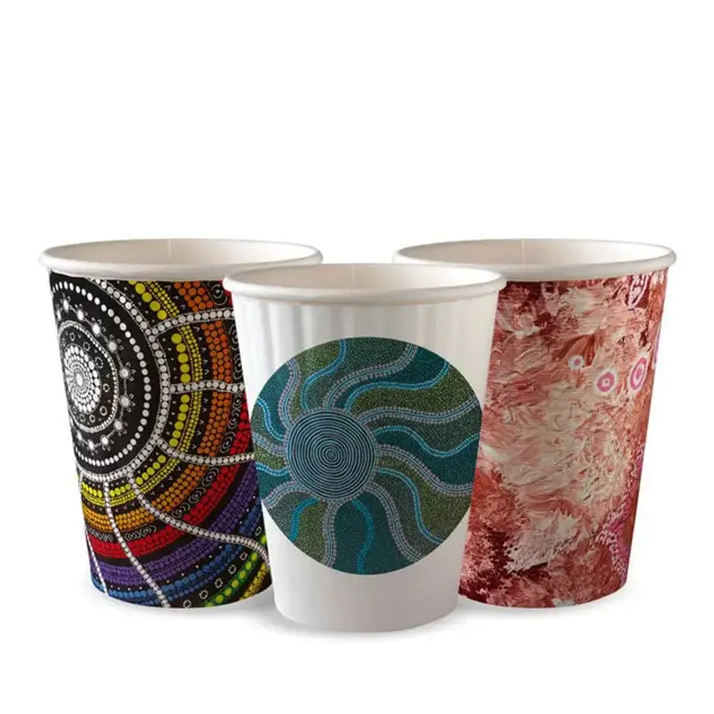 390mL/12oz (90mm) Indigenous Art Double Single Wall BioCup - 1000/CTN