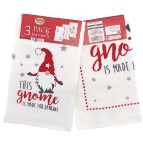 3pk Christmas Novelty Tea Towels - Gnome