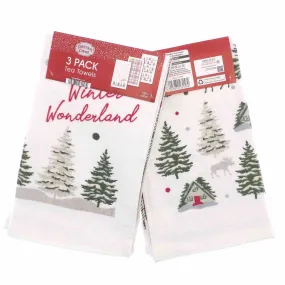 3pk Christmas Novelty Tea Towels - Winter Wonderland