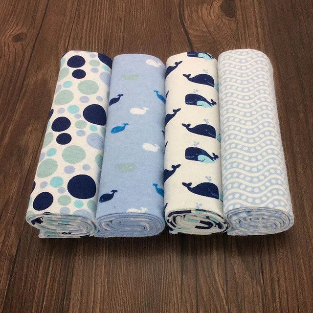 4pcs/lot newborn baby bed sheet bedding set 76x76cm for newborn crib sheets cot linen 100% cotton Flannel printing baby blanket