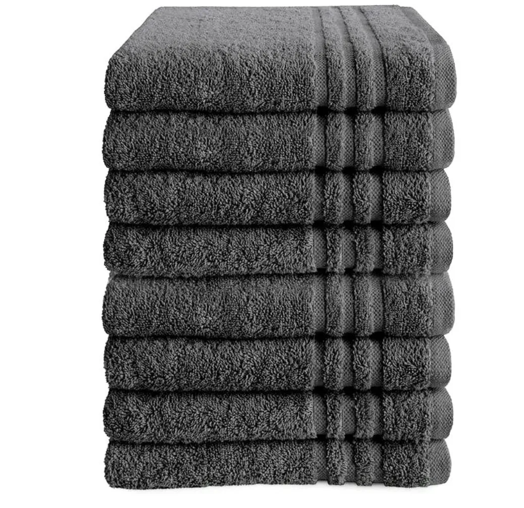 500 gsm Dark Grey Hand Towels Bulk Buy 100% Cotton Packs of 12, 48 and 72