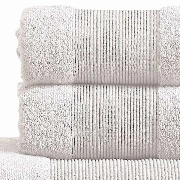 6 Piece Cotton Towel Set, Softly Textured Design, Crisp White