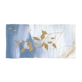 Abstract Boho Bath Beach Towel | Indigo Pale Blue, White Ombre