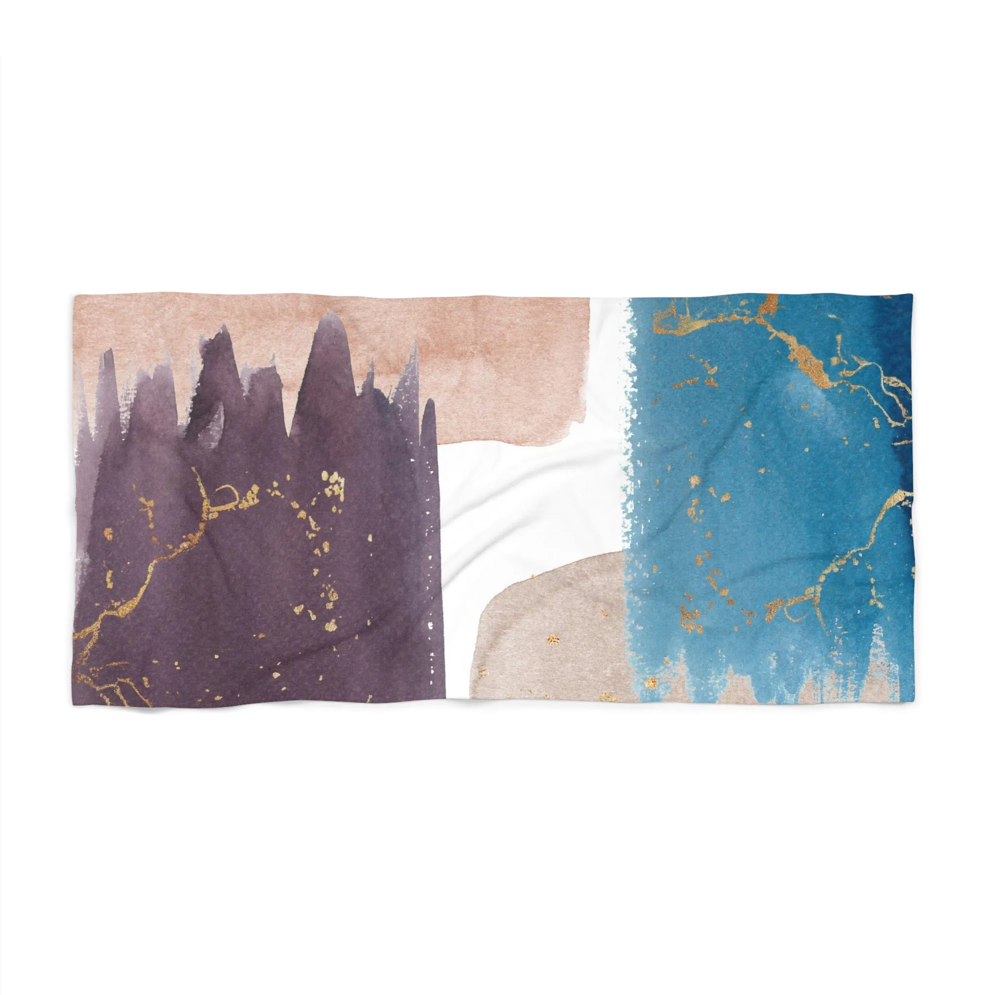 Abstract Boho Bath, Beach Towel | Mauve Purple, Blue Beige