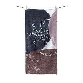 Abstract Boho Bath Towel | Navy Blue, Mauve Pink