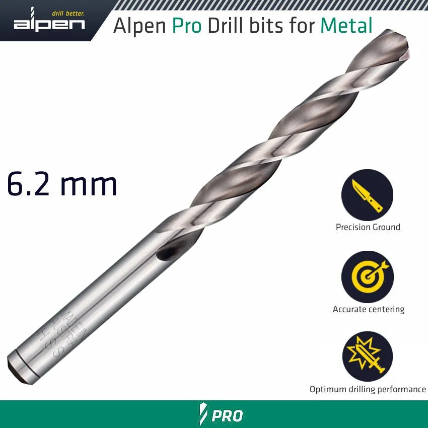 ALPEN ALPEN PRO 6.2 MM HSS DRILLl DIN 338 RN 135 WITH SPLIT POINT BULK ALP9540062