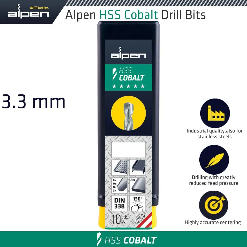 ALPEN HSS COBALT BULK DIN 338 RN,  3.3 ALP6130033