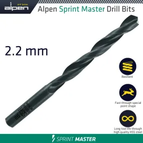 ALPEN HSS SPRINT MASTER 2.2MM X1 SLEEVED DIN338 ALPEN DRILL BIT ALP614022-1