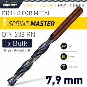 ALPEN HSS SPRINT MASTER 7.9MM BULK DIN 338 ALPEN DRILL BIT ALP6260079