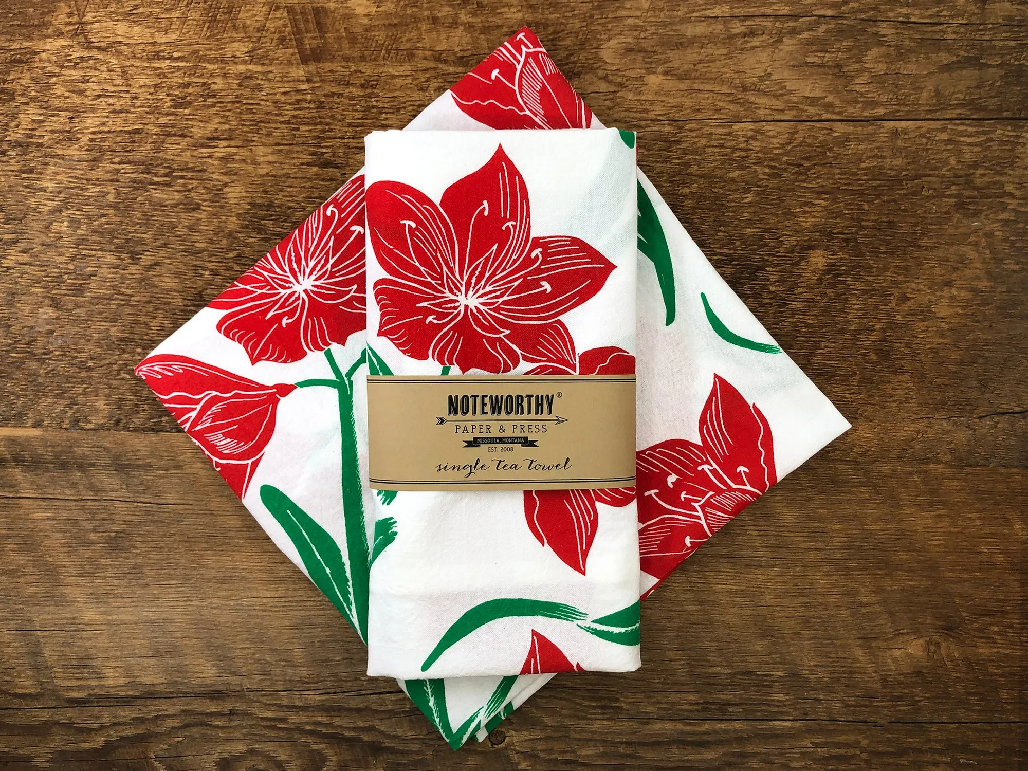 Amaryllis Holiday Tea Towel