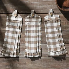 Annie Buffalo Check Portabella Button Loop Tea Towel Set of 3