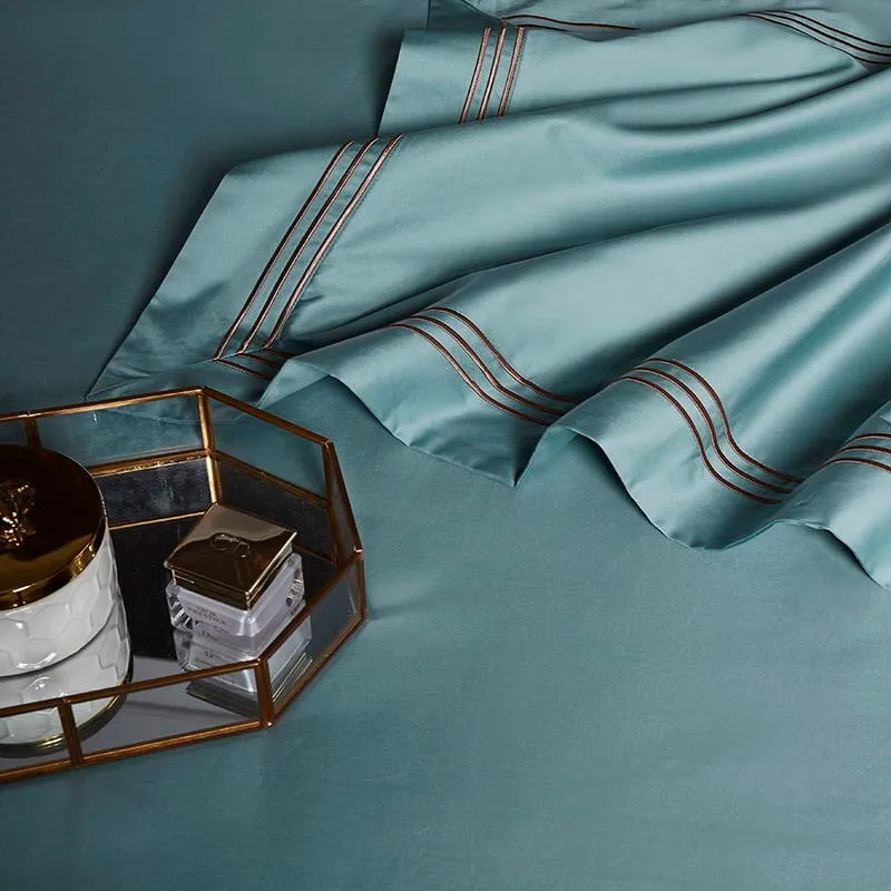 Aquamarine Embroidered Bedding Set