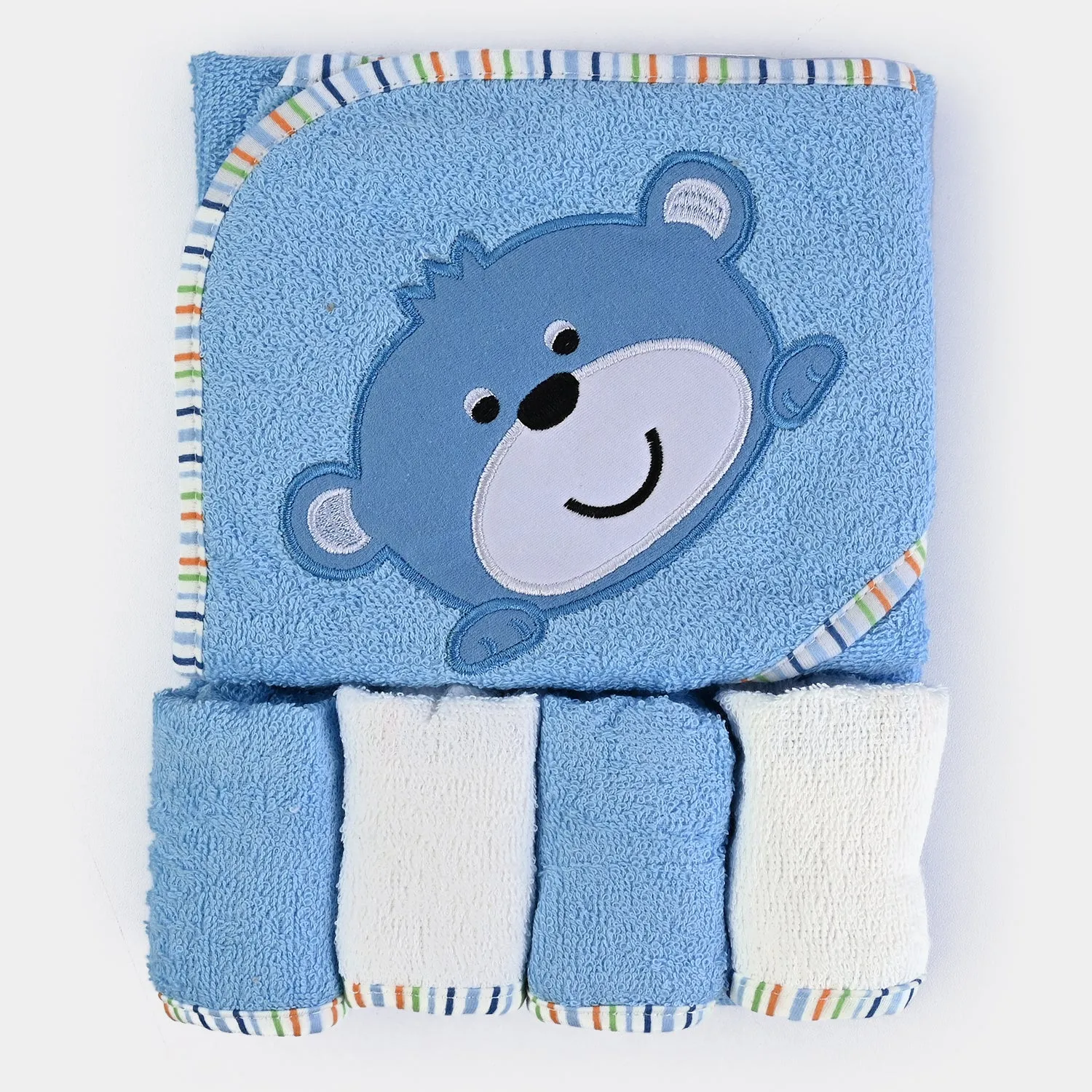 Baby Hooded Bath Towel   4 PCs Face Towel