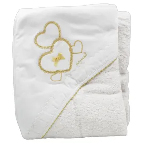 Baby Maior 100% Cotton Made in Portugal Hearts Baby Bath Towel, Various Colors