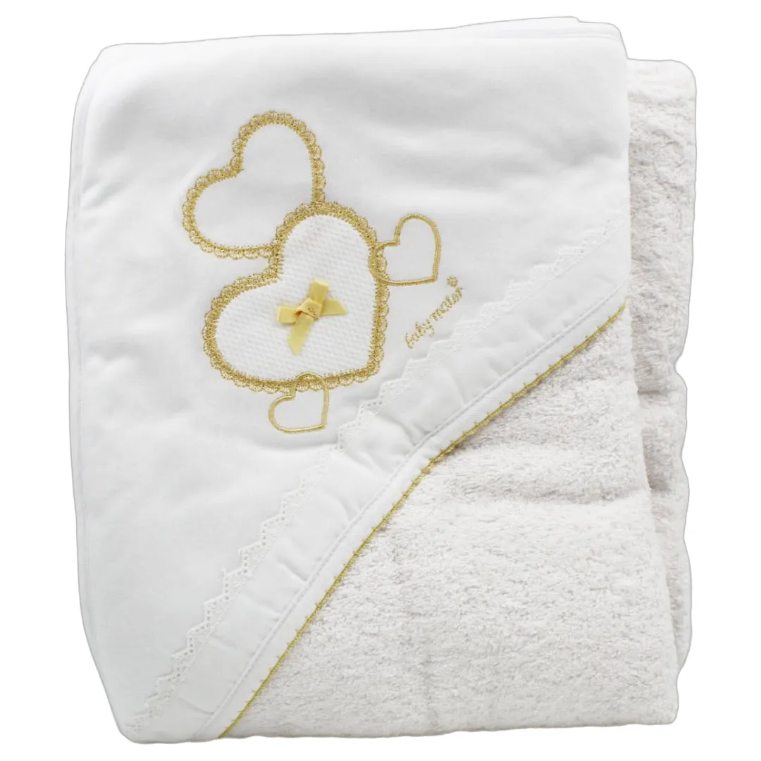 Baby Maior 100% Cotton Made in Portugal Hearts Baby Bath Towel, Various Colors