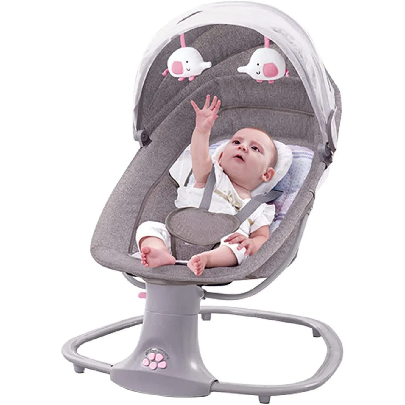 Baby Swing for Infants 3-in-1 Adjustable backrest Baby Bouncer Electric Adjustable Rocking Chair rocker, sleeper and bassinet PINK