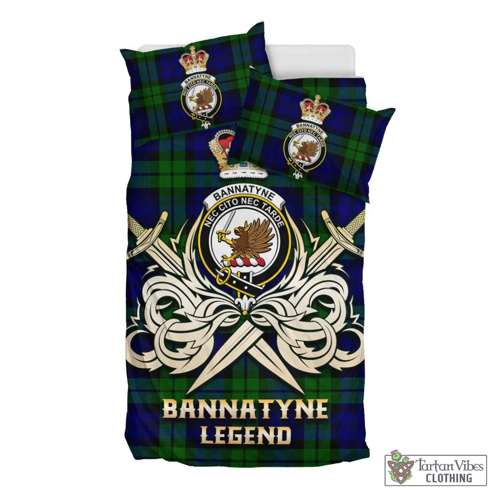 Bannatyne Tartan Bedding Set with Clan Crest and the Golden Sword of Courageous Legacy