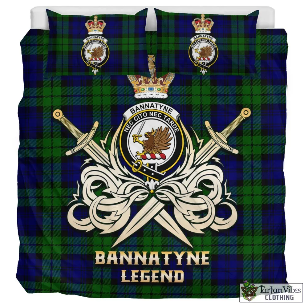 Bannatyne Tartan Bedding Set with Clan Crest and the Golden Sword of Courageous Legacy