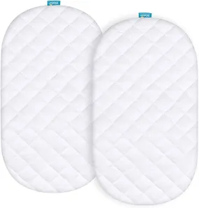 Bassinet Mattress Pad Cover - Fits Dream On Me Lacy Portable 2-in-1 Bassinet, 2 Pack, Bamboo, Waterproof