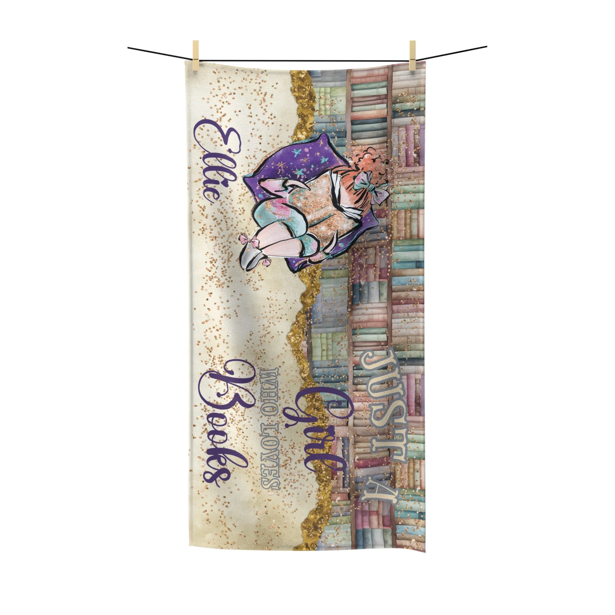 Beach Towel, Just a Girl who Loves Books, Red Hair, Polycotton Towel