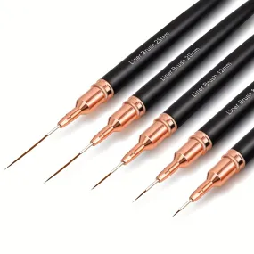 Black Nail Art Liner Set Fine Line Brushes for UV Gel Manicure