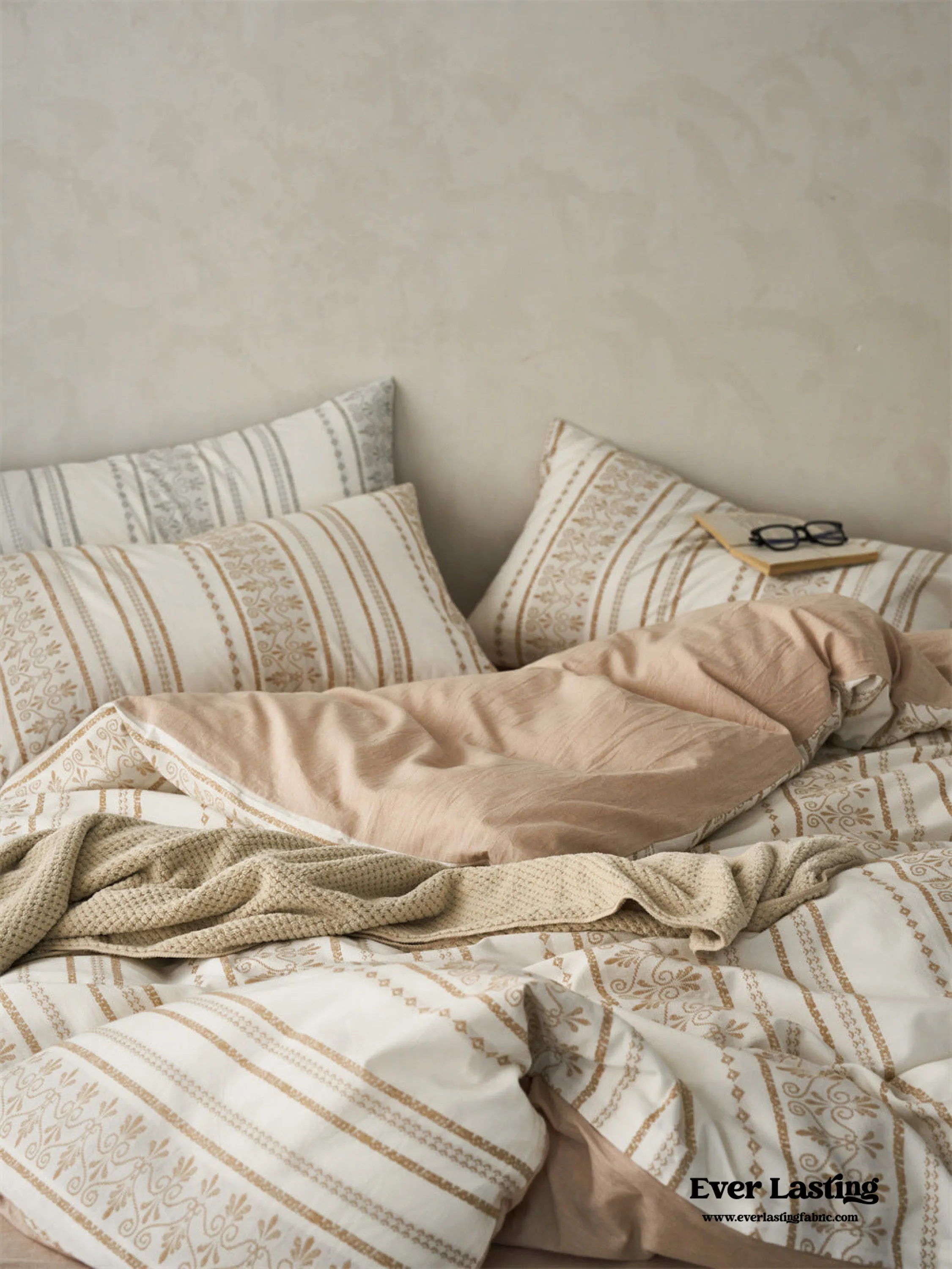 Boho Jacquard Cotton Bedding Set / Khaki Beige