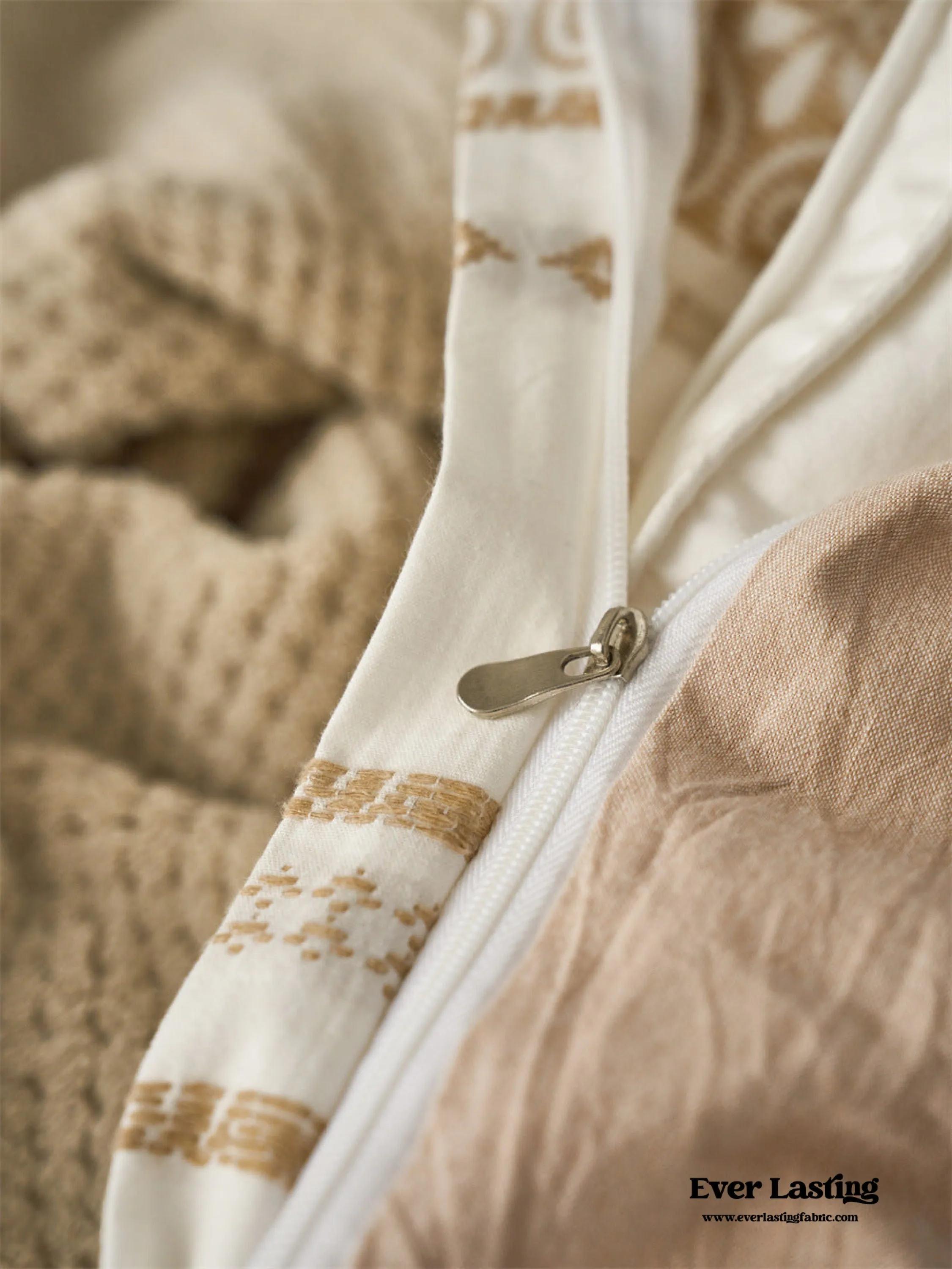 Boho Jacquard Cotton Bedding Set / Khaki Beige