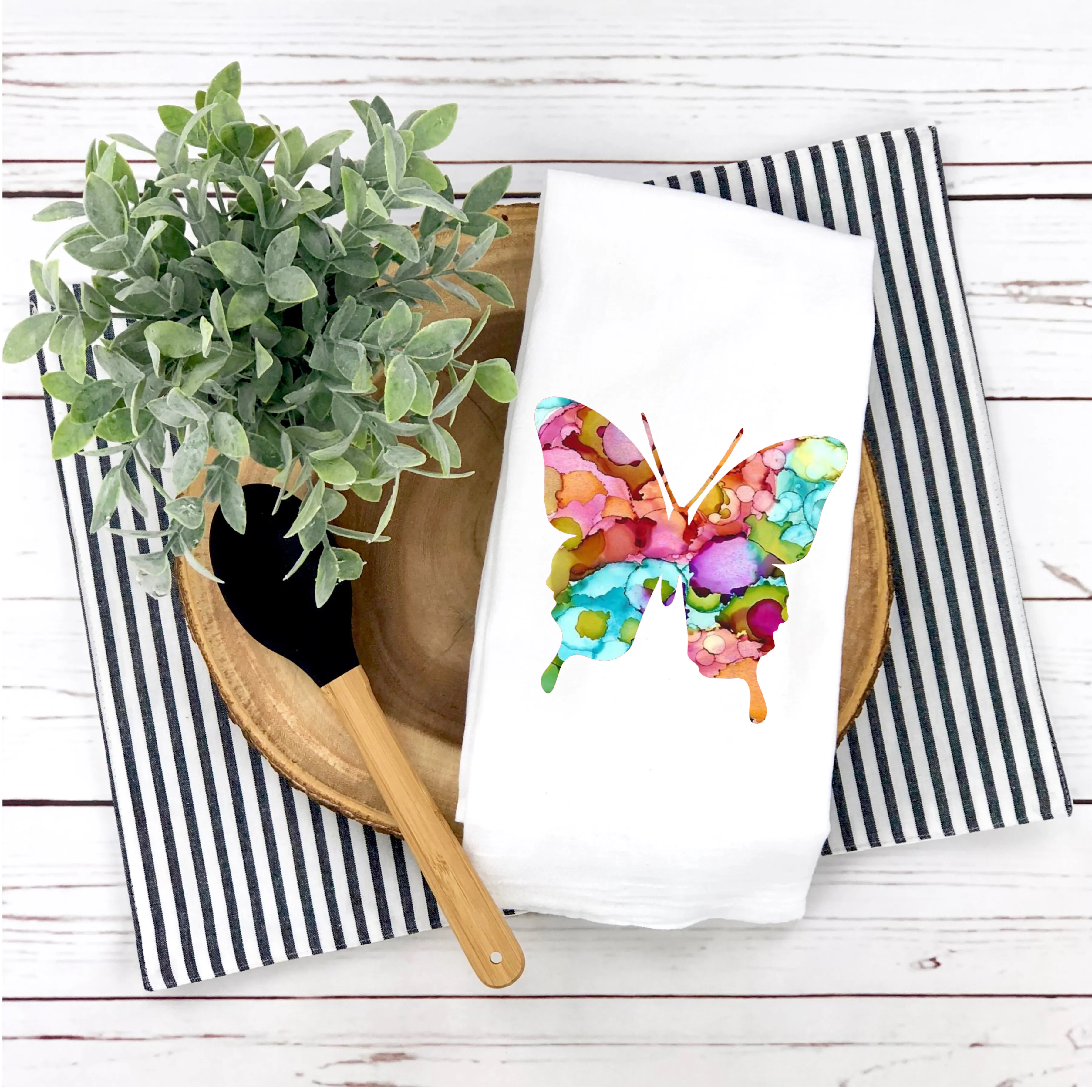 Butterfly Tea Towel, Colorful Butterfly, Spring Tea Towel, Kitchen Décor, Hostess Gift