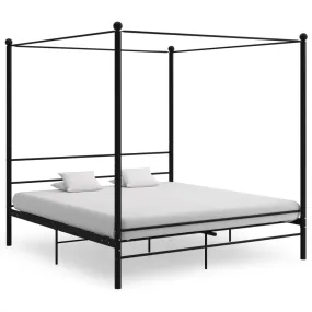 Canopy Bed Frame Black Metal 200x200 cm