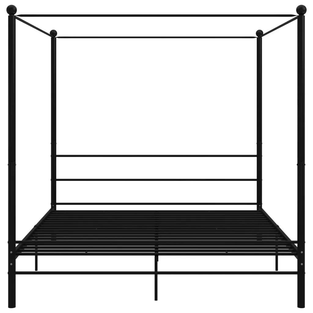 Canopy Bed Frame Black Metal 200x200 cm