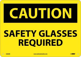 Caution Safety Glasses Required Sign