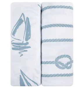 Changing Pad Cover | Cradle Sheet Set - Blue Nautical