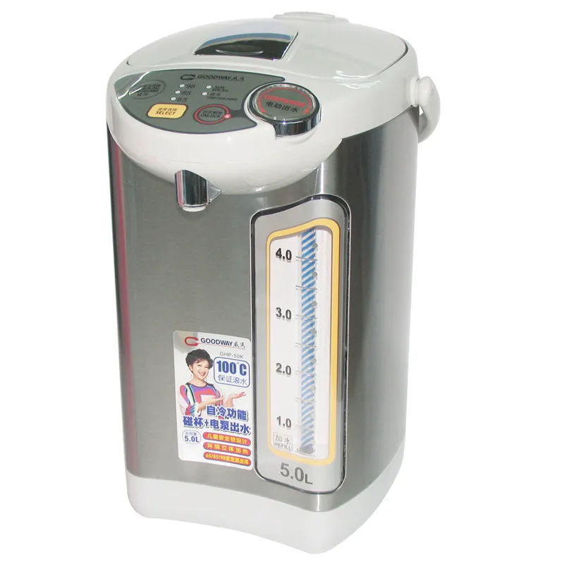 [CLEARANCE] Goodway 750W 3L / 5L Electric Water Heater Dispenser with Quick 10-Minute Boiling Time, Built-In Water Gauge, and Insulated Stainless Steel Walls | GHP-30K GHP-50K