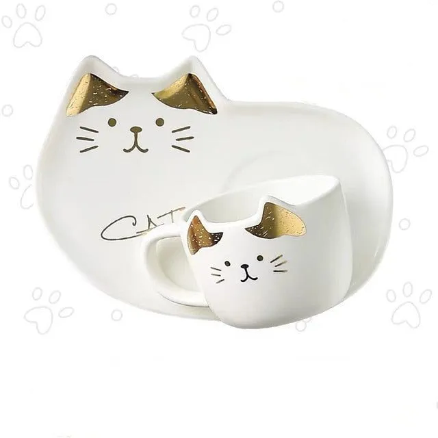 Coffee Cup With Set Creative Cute Cat Tea Cup