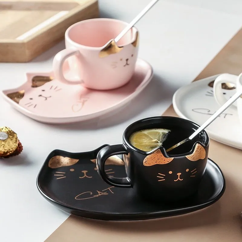 Coffee Cup With Set Creative Cute Cat Tea Cup