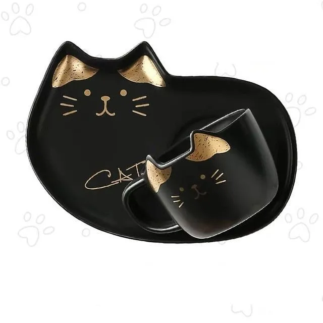 Coffee Cup With Set Creative Cute Cat Tea Cup