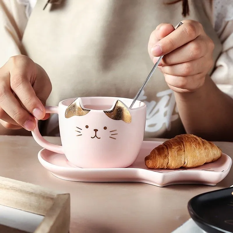 Coffee Cup With Set Creative Cute Cat Tea Cup