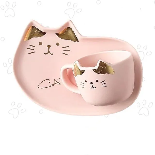 Coffee Cup With Set Creative Cute Cat Tea Cup