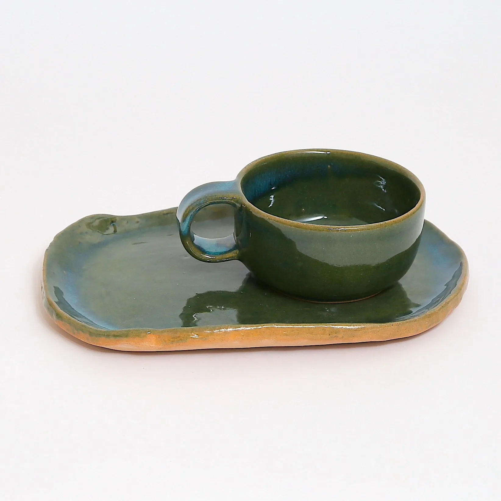 Coffee Pottery Cup with Tray