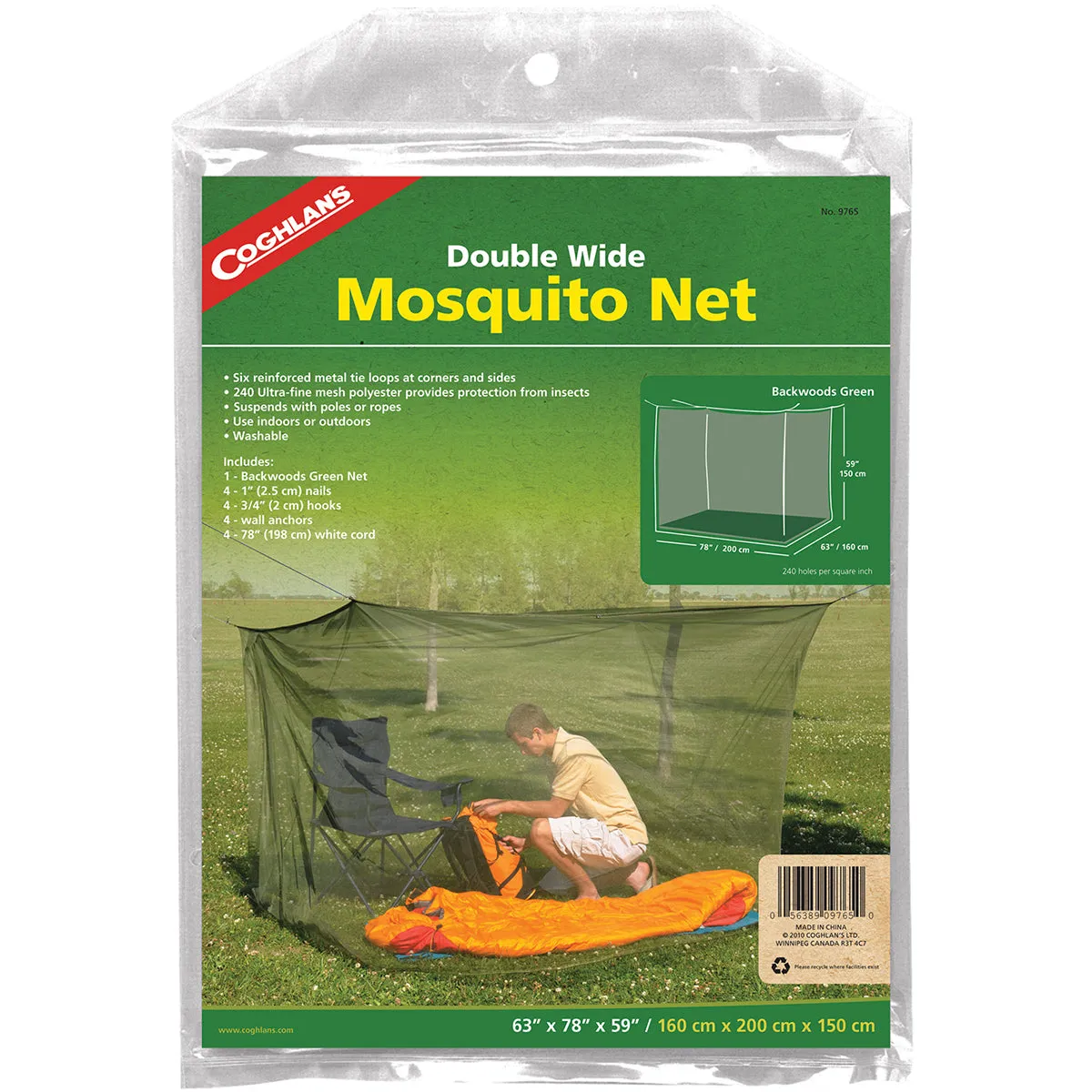 Coghlan's Double Wide Mosquito Net, Green, Mesh Netting Protects from Insects