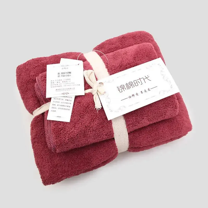 Coral velvet bath towel gift set