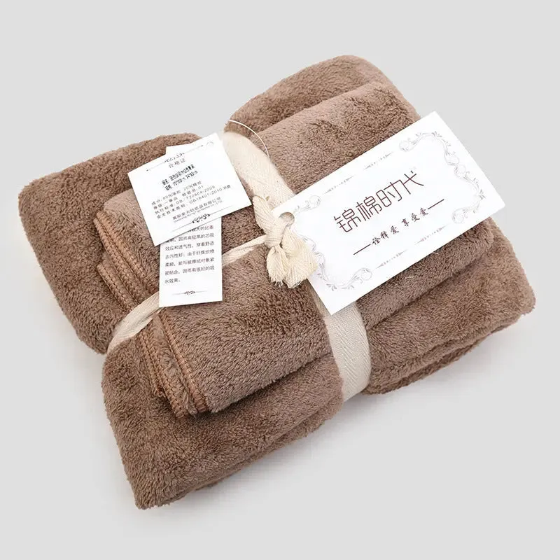 Coral velvet bath towel gift set