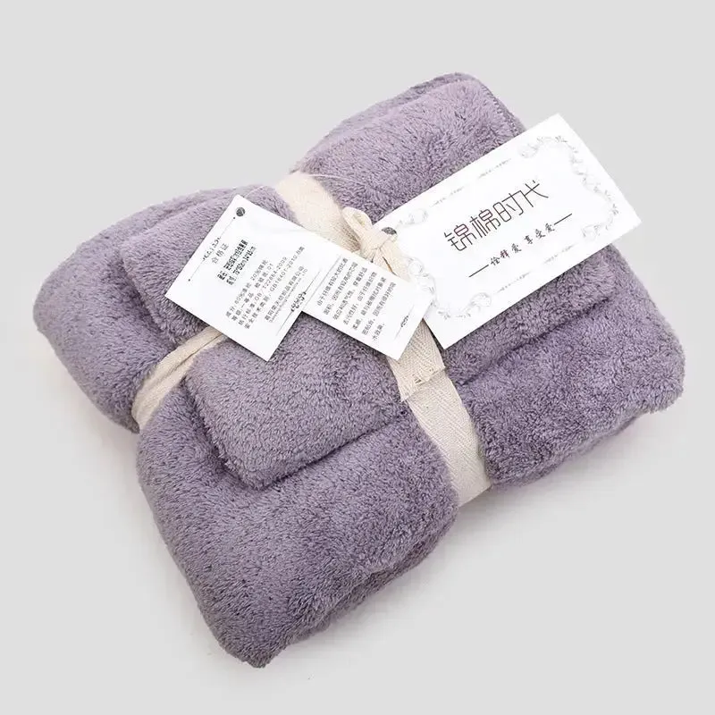 Coral velvet bath towel gift set