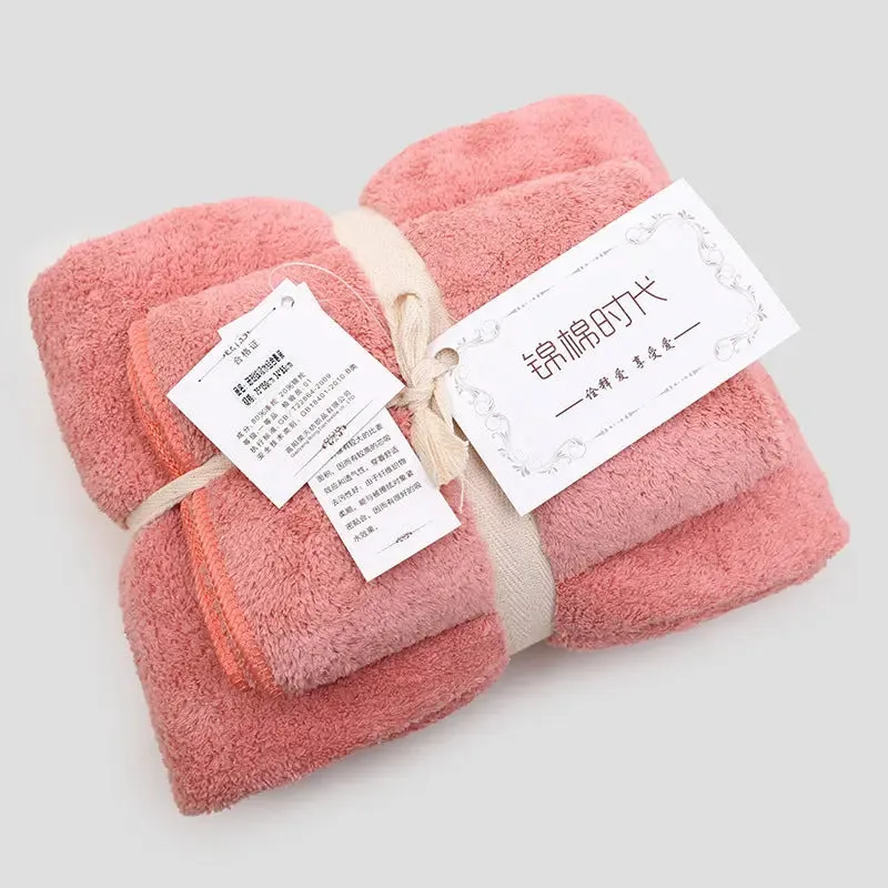 Coral velvet bath towel gift set